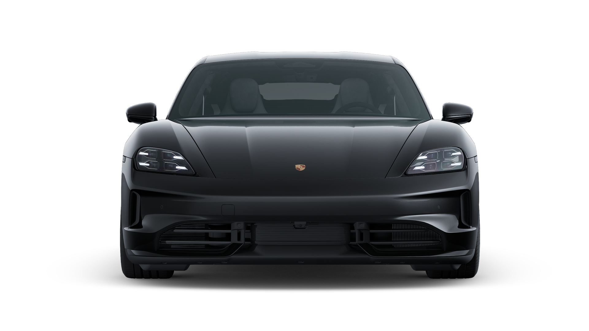Außenansicht von Taycan 4 Black Edition mit Blick auf die Vorderseite des Fahrzeugs