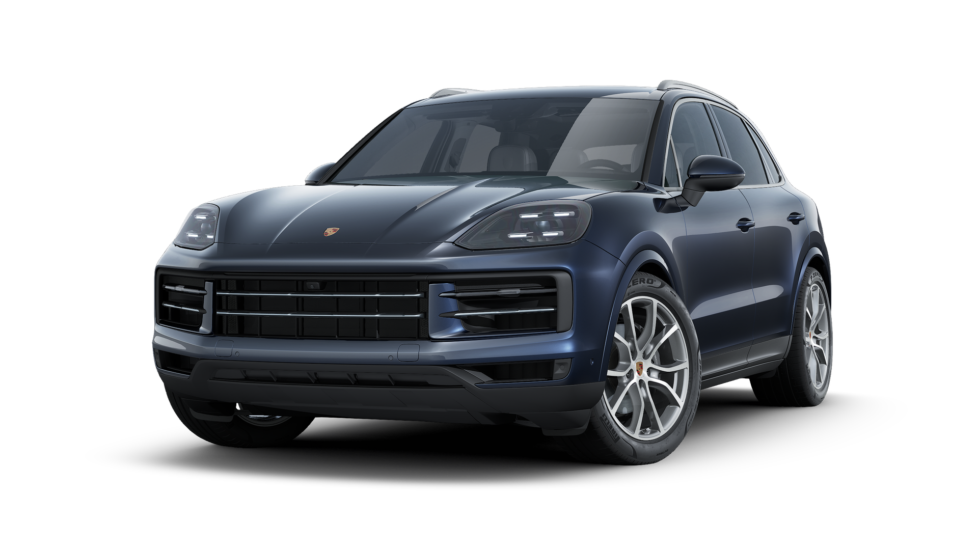 Exterior view of Cayenne showing the front and left side of the car