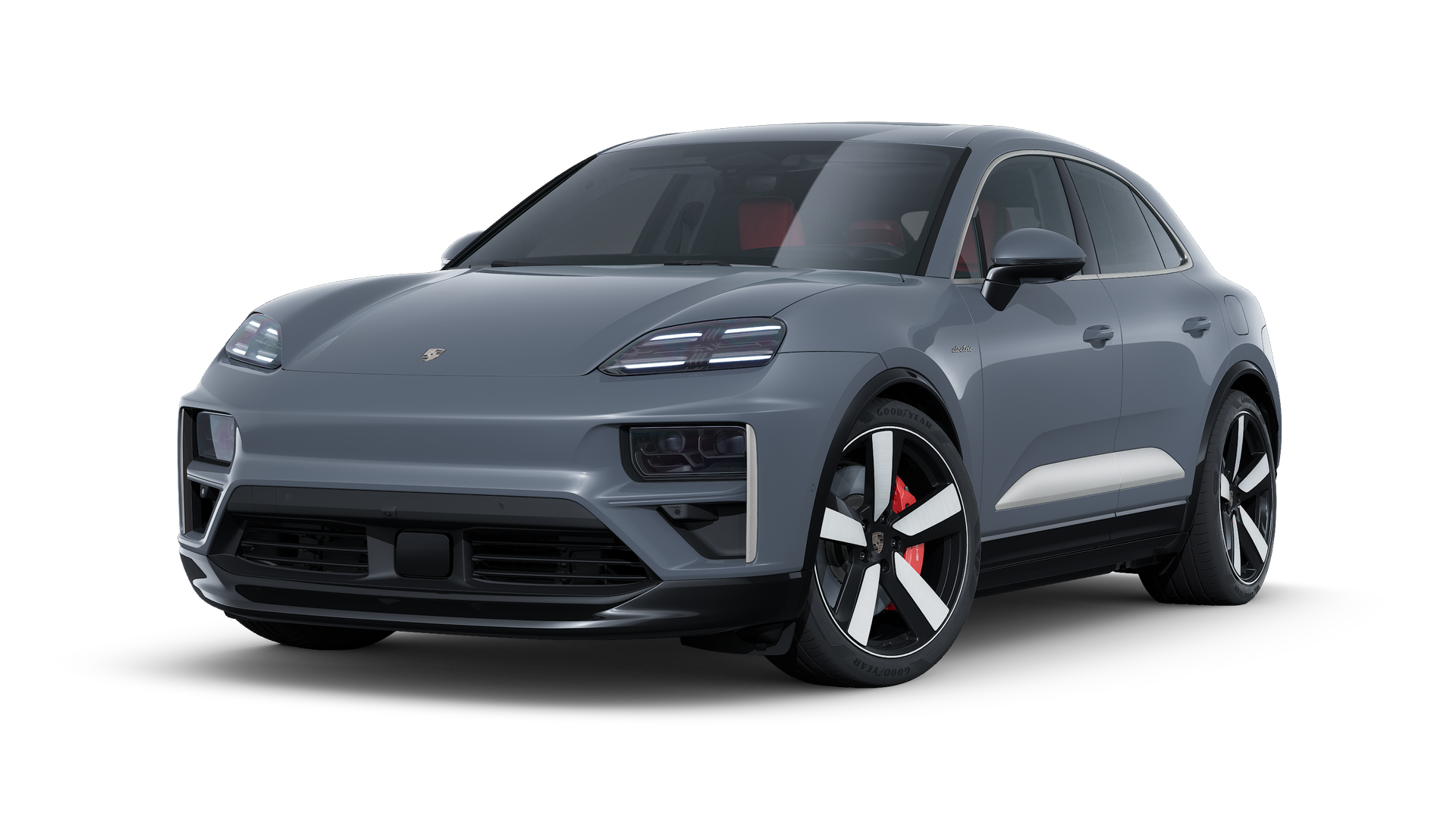 Exterior view of Macan Turbo showing the front and left side of the car