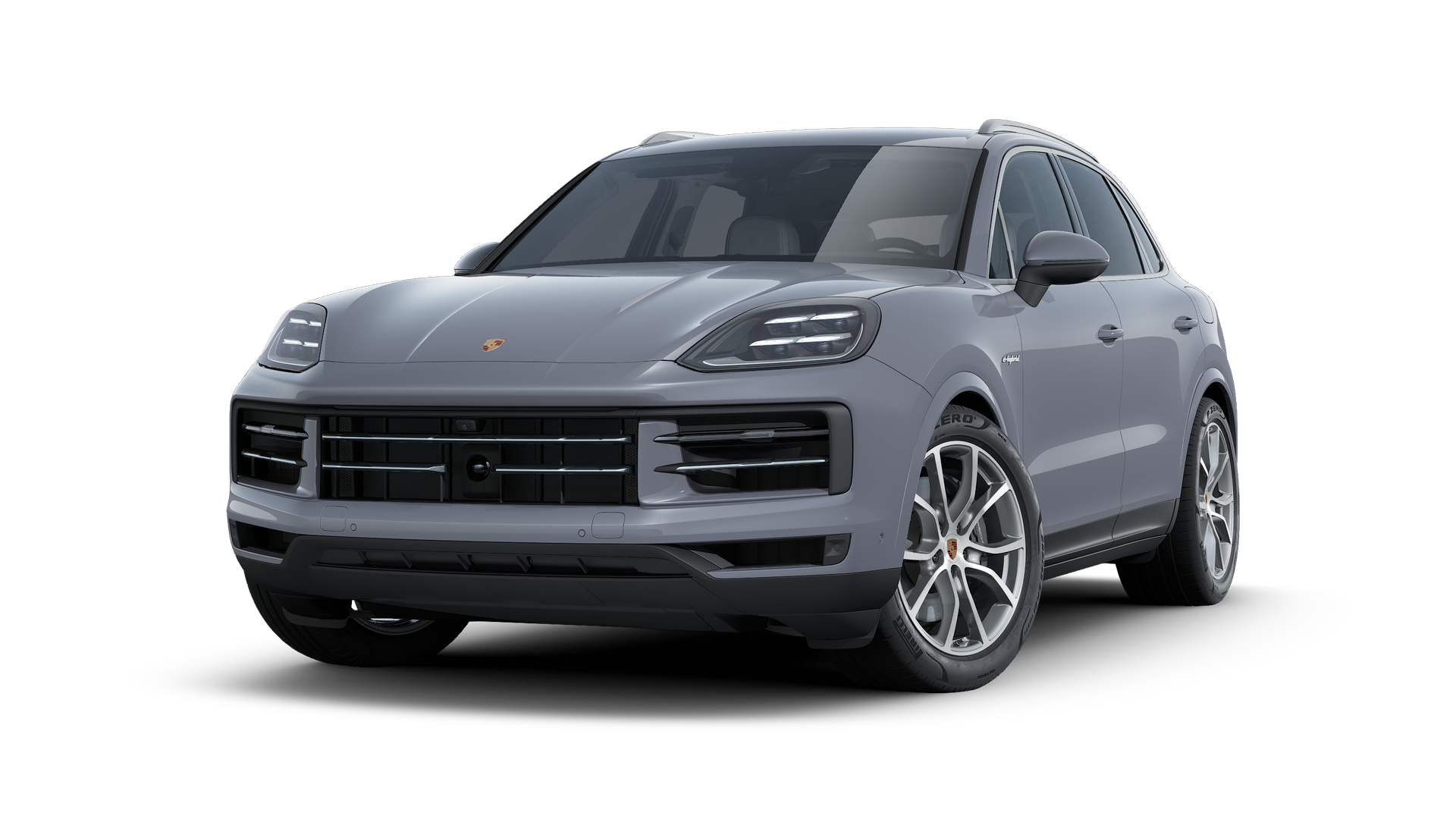 Exterior view of Cayenne E-Hybrid showing the front and left side of the car