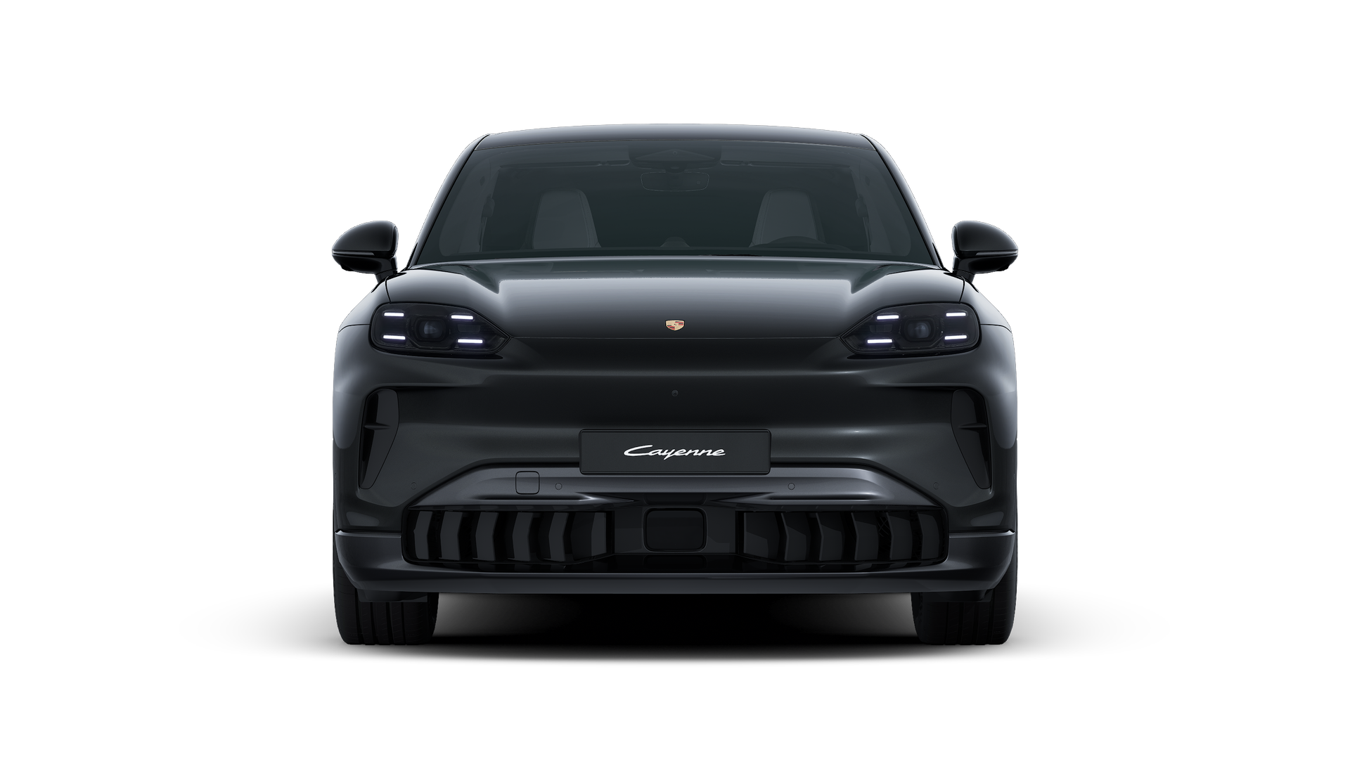Exterior view of Cayenne Coupé Electric showing the front of the car