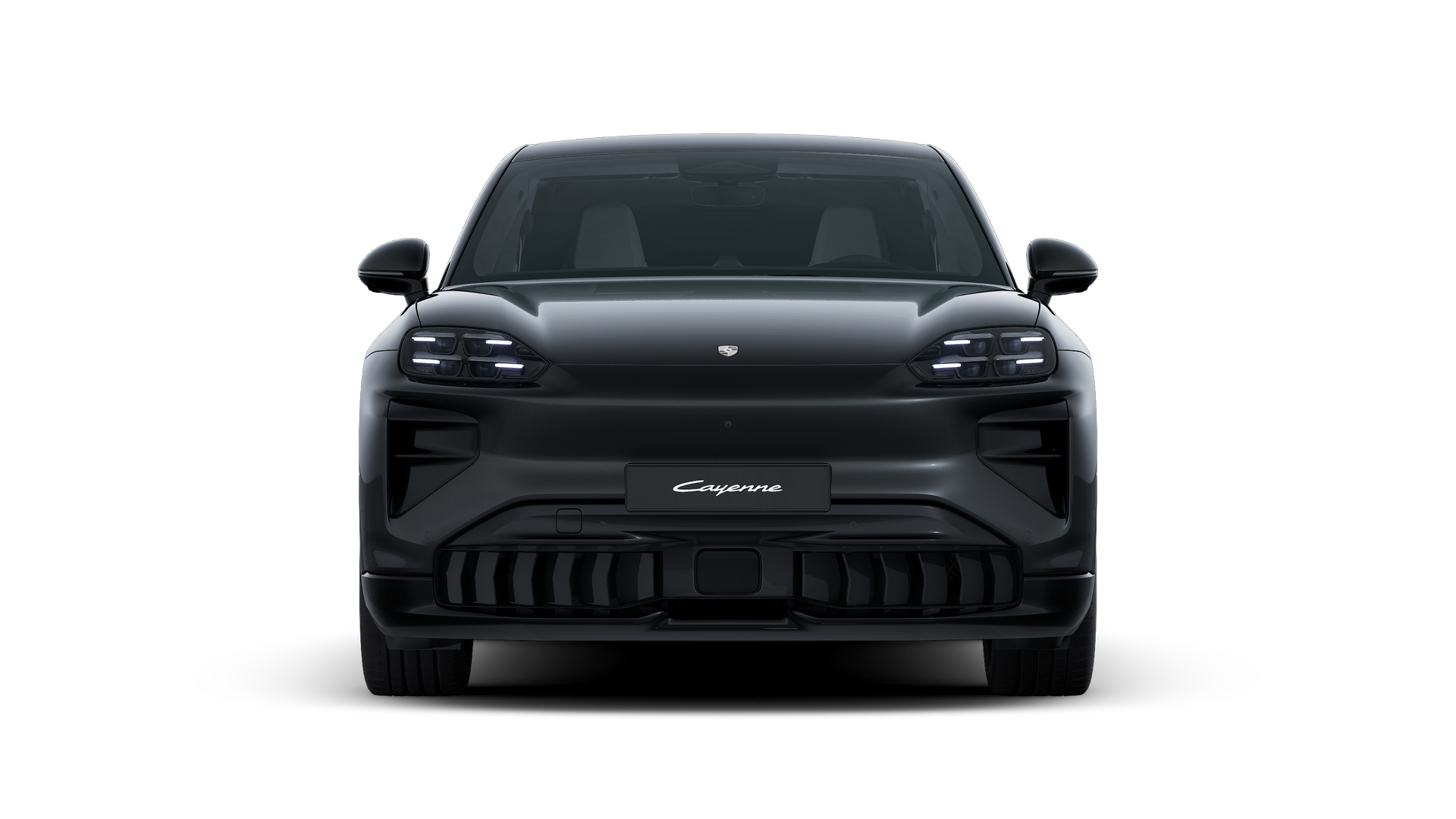 Exterior view of Cayenne Turbo Coupé Electric showing the front of the car