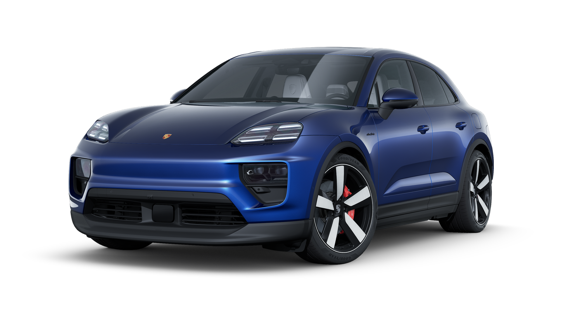 Exterior view of Macan 4S Electric showing the front and left side of the car
