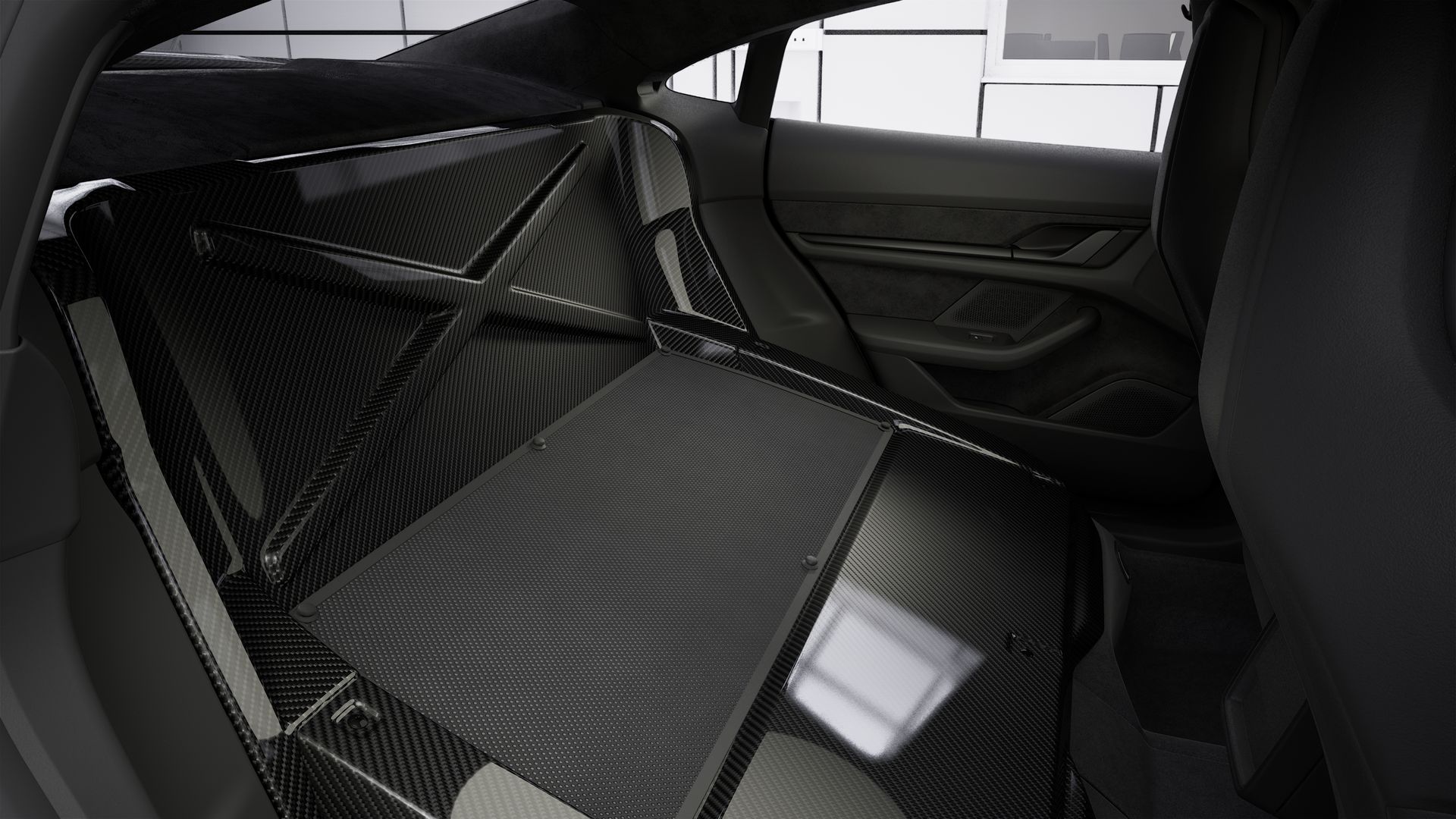 Interior view of Taycan Turbo GT with Weissach Package