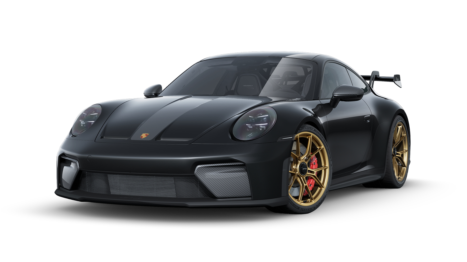 Vue extérieure de 911 GT3 montrant l'avant et le côté gauche de la voiture