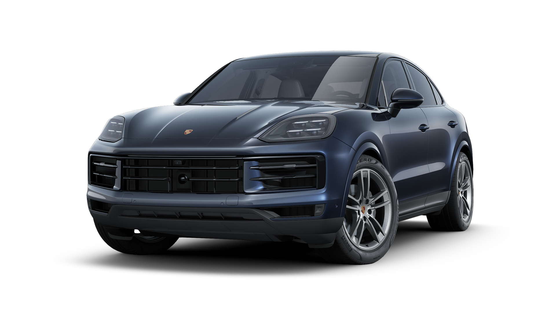 Vue extérieure de Cayenne Coupé montrant l'avant et le côté gauche de la voiture