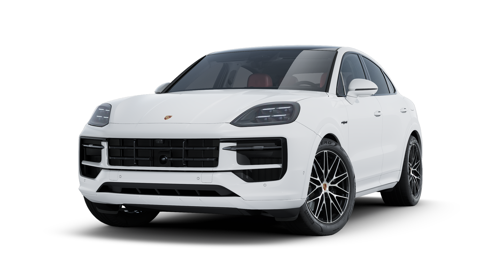 Vue extérieure de Cayenne E-Hybrid Coupé montrant l'avant et le côté gauche de la voiture