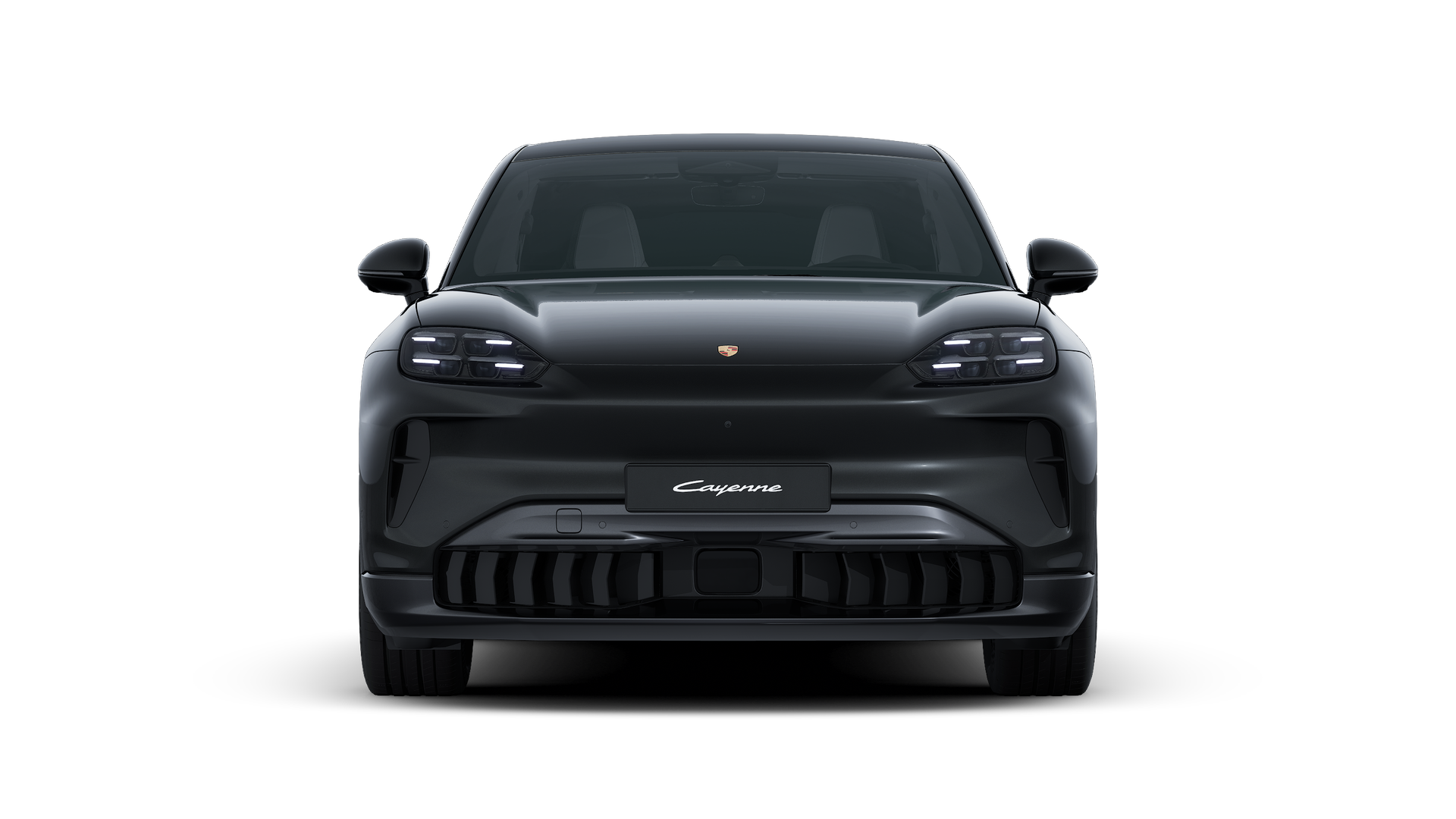 Vista esterna di Cayenne Coupé Electric che mostra la parte anteriore della vettura
