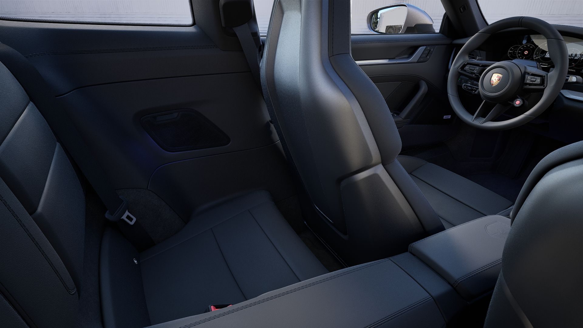 Vista interior de los asientos traseros del 911 Carrera 4S