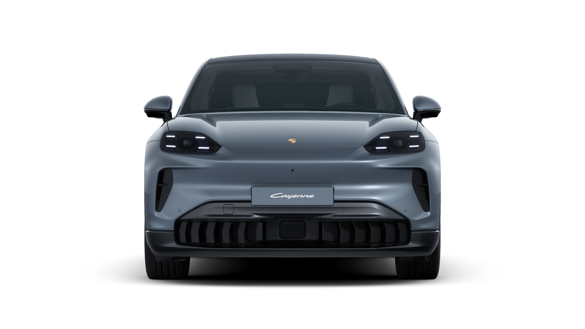 Vista exterior de Cayenne Coupé Electric mostrando la parte delantera del coche