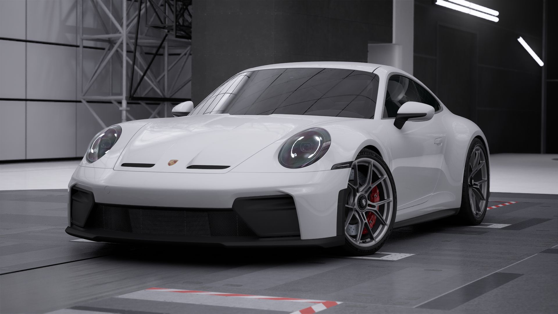 Exterior view of 911 GT3 with Touring Package showing the front and left side of the car