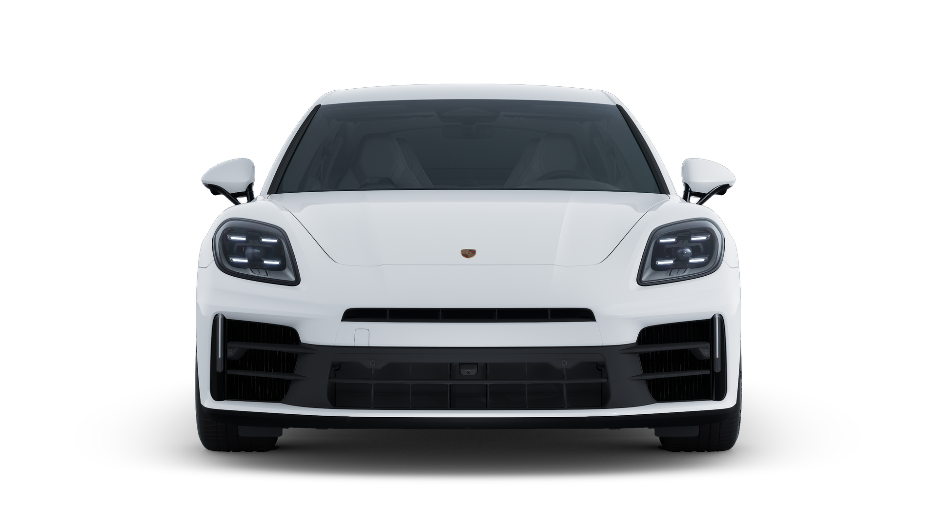 Pohled zvenčí na Panamera 4 E-Hybrid zobrazující přední část vozu