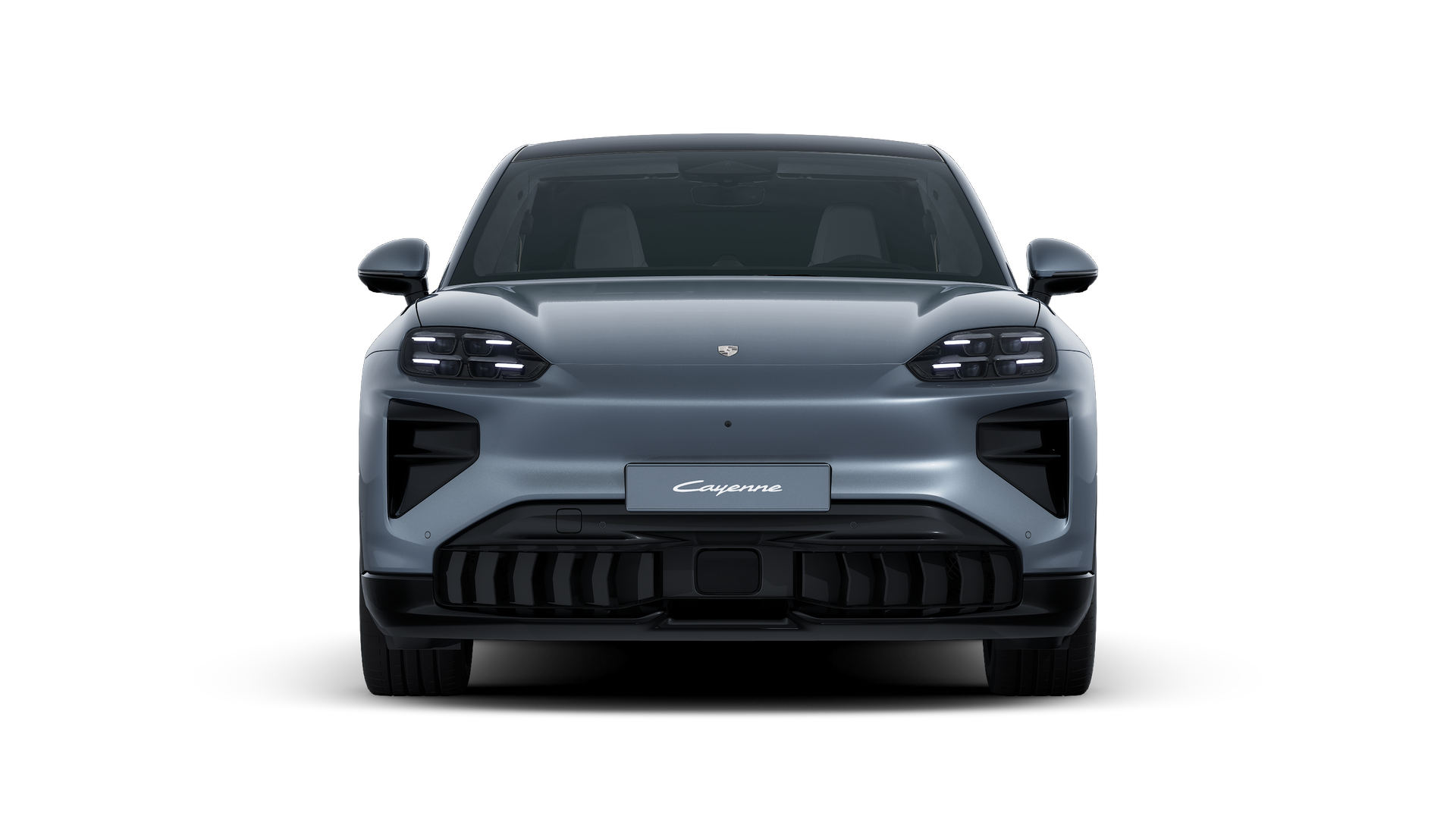 Außenansicht von Cayenne Turbo Coupé Electric mit Blick auf die Vorderseite des Fahrzeugs