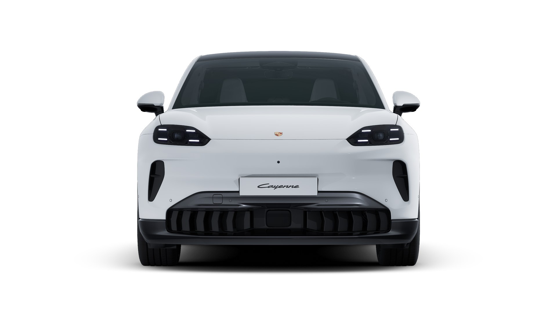 Ulkonäkymä Cayenne Coupé Electric , jossa näkyy auton etuosa.