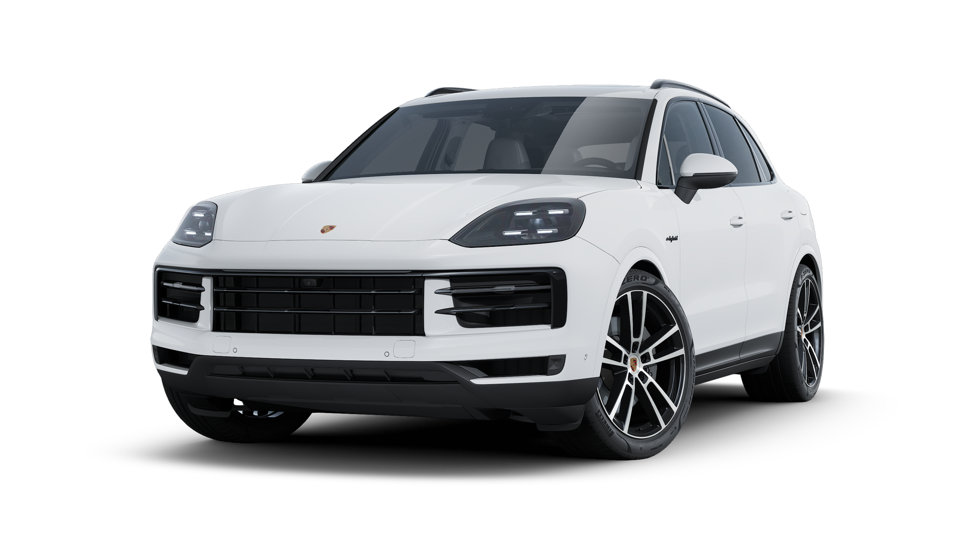 Exterior view of Cayenne E-Hybrid showing the front and left side of the car