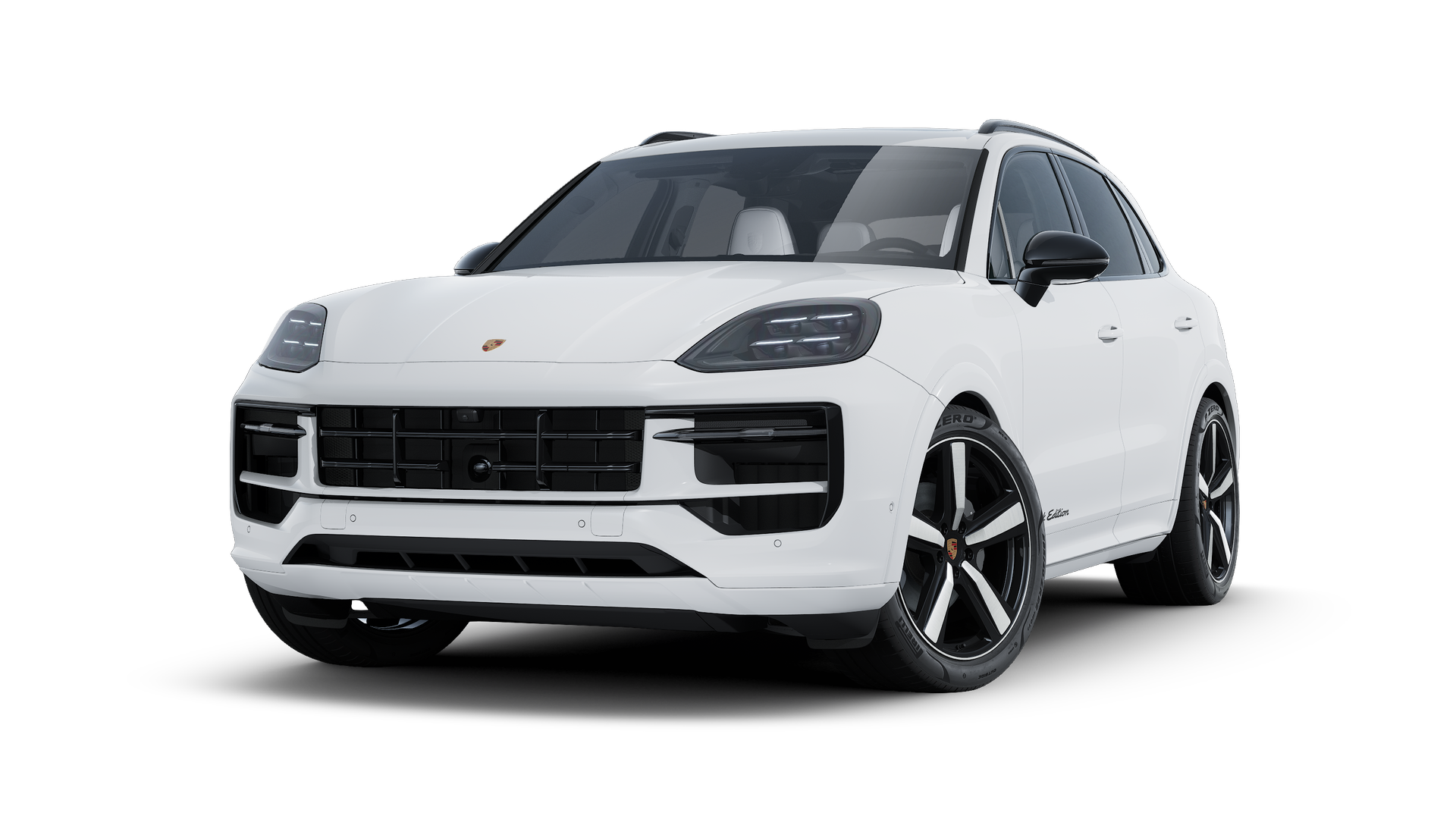 Exterior view of Cayenne Black Edition showing the front and left side of the car