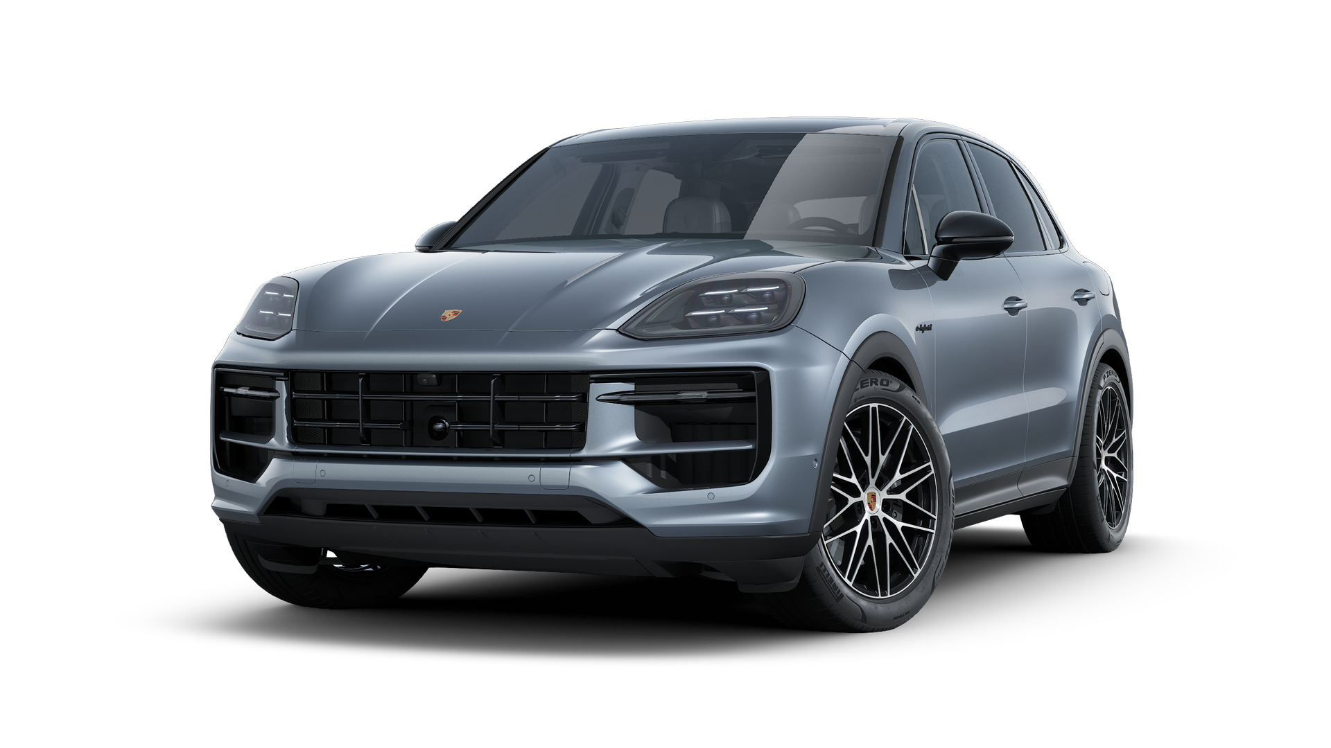 Exterior view of Cayenne E-Hybrid Black Edition showing the front and left side of the car