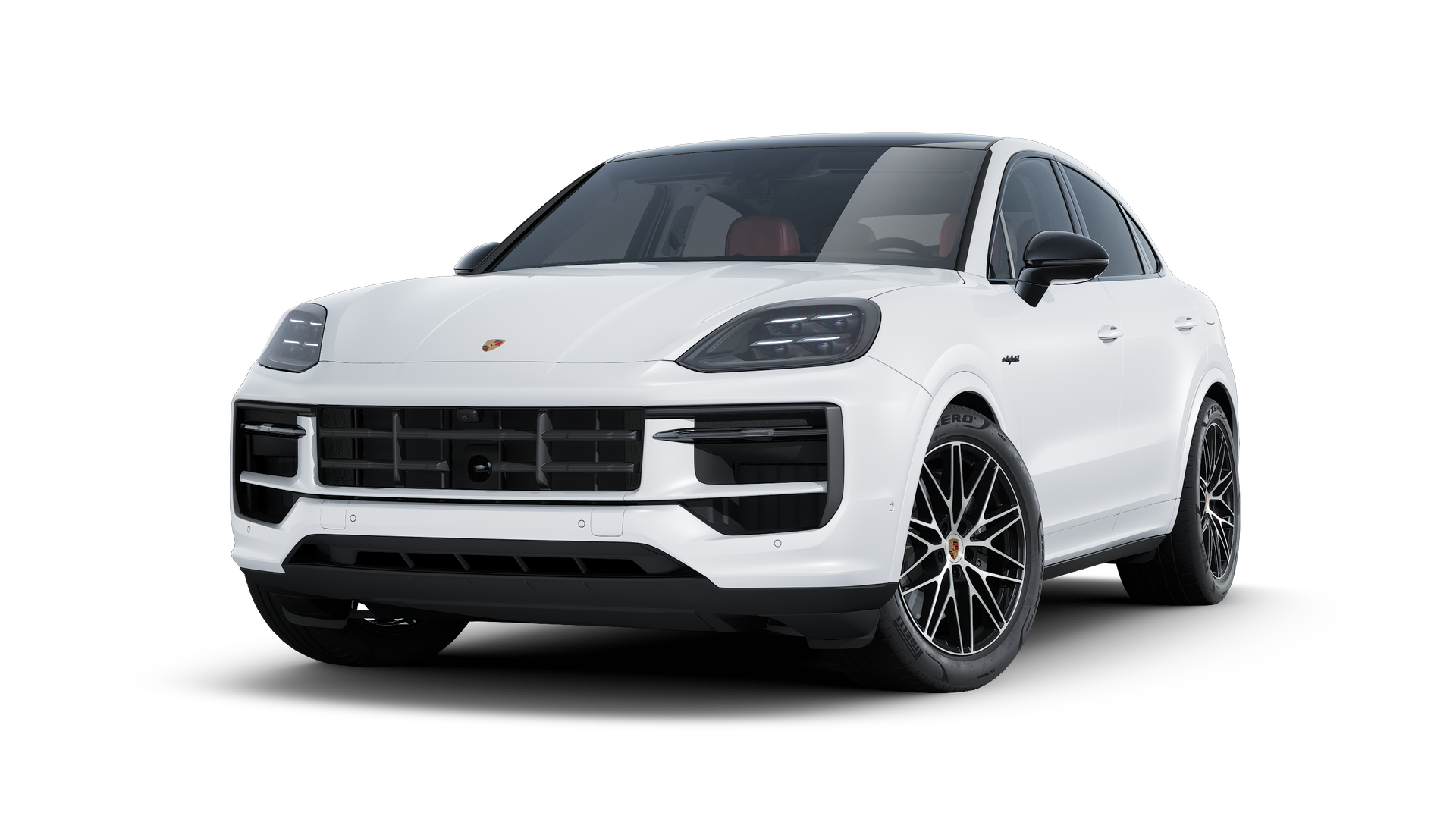 Exterior view of Cayenne E-Hybrid Coupé Black Edition showing the front and left side of the car