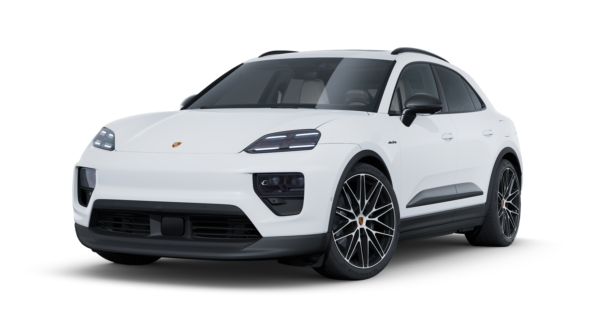 Exterior view of Macan 4 Electric showing the front and left side of the car