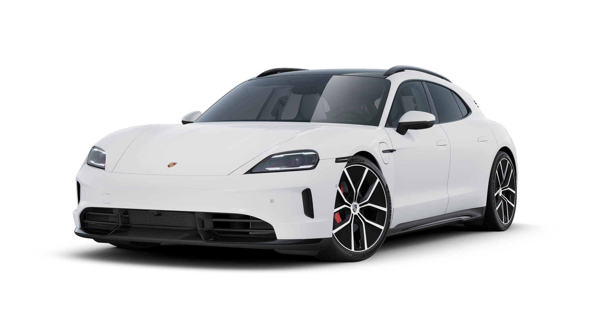 Exterior view of Taycan 4S Sport Turismo showing the front and left side of the car