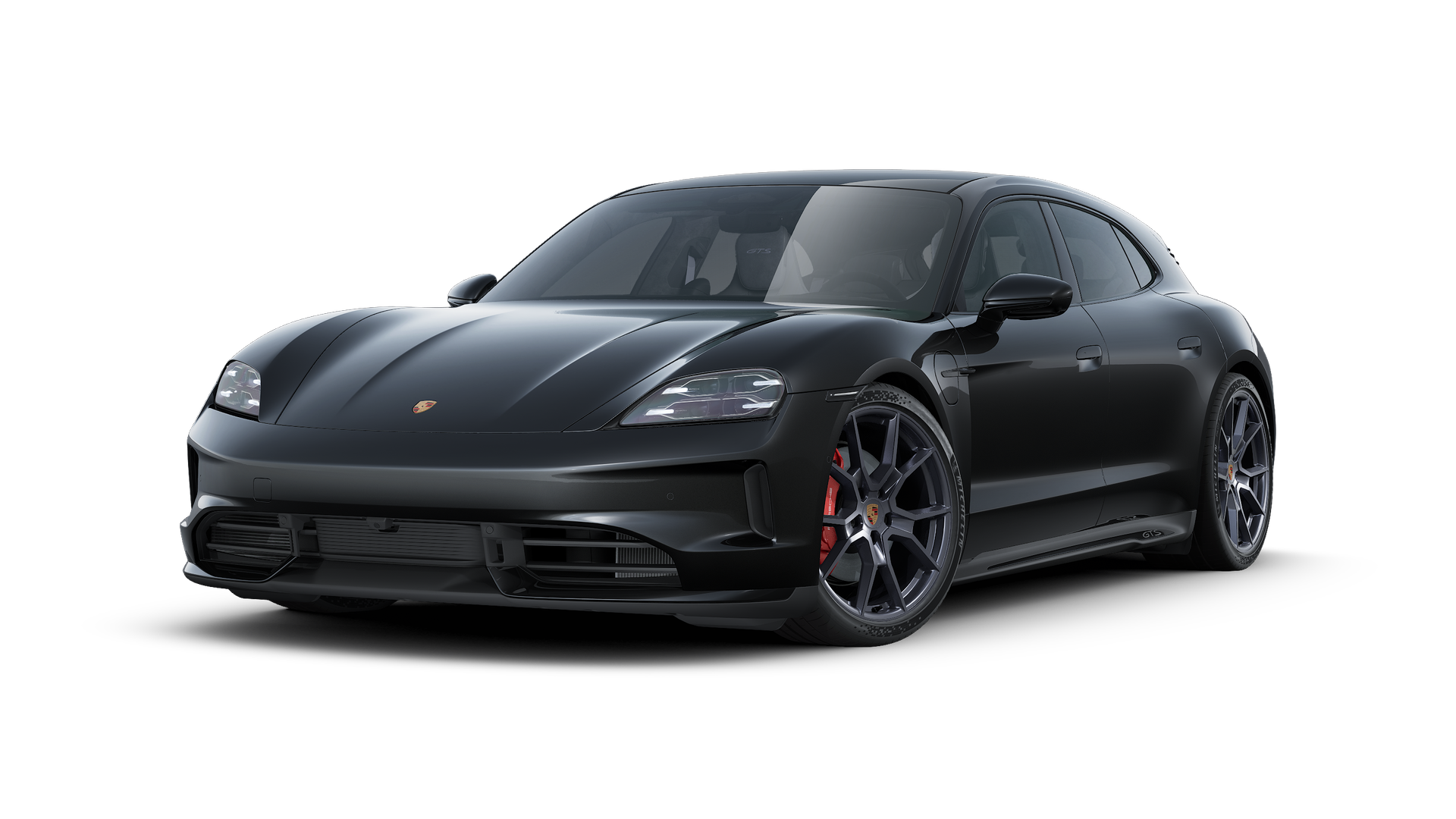 Exterior view of Taycan GTS Sport Turismo showing the front and left side of the car