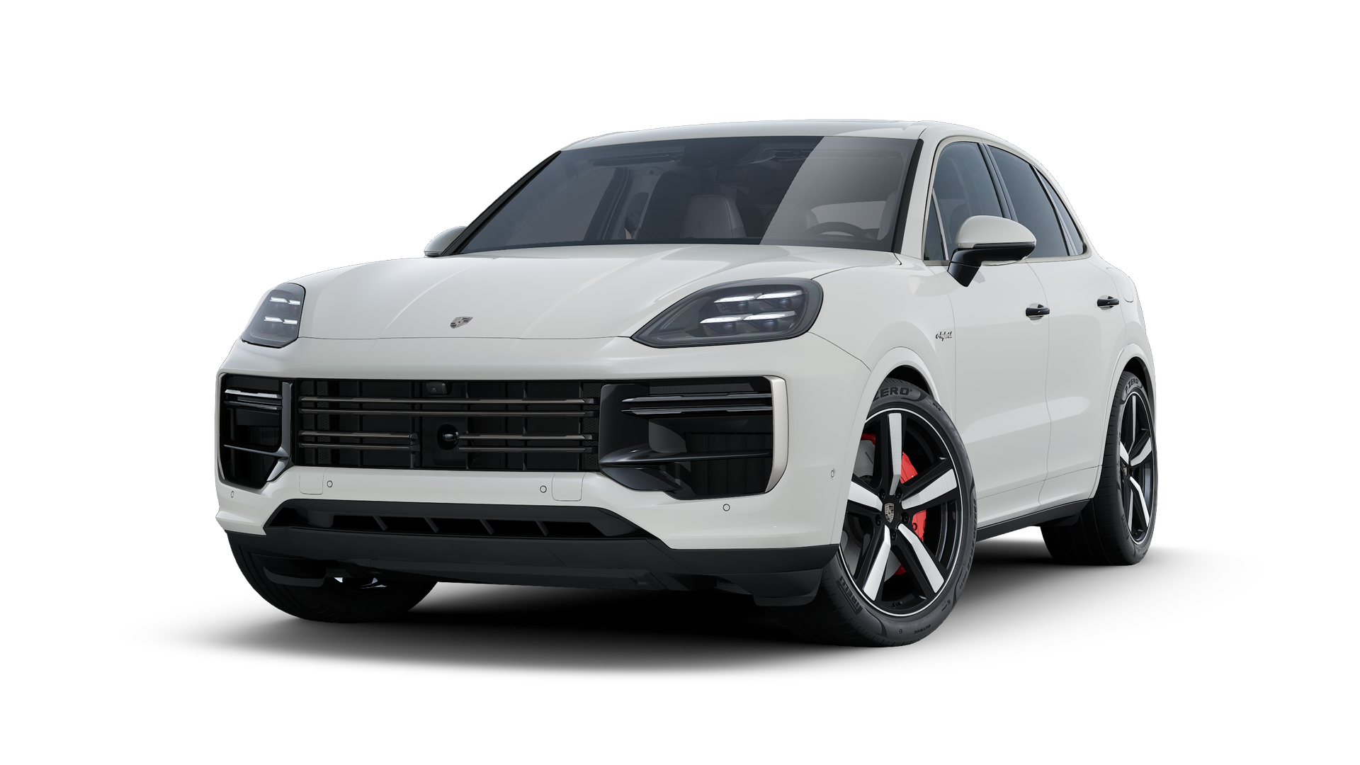 A Cayenne Turbo E-Hybrid külső nézete, amely az autó elejét és bal oldalát mutatja.