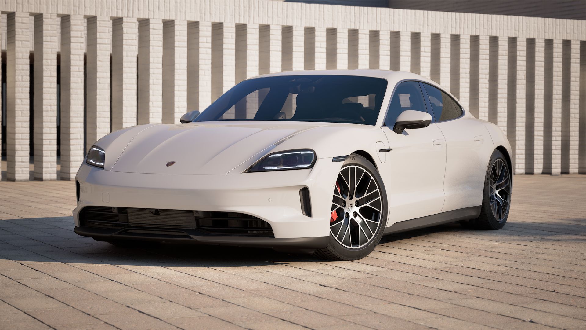 Exterior view of Taycan 4S showing the front and left side of the car