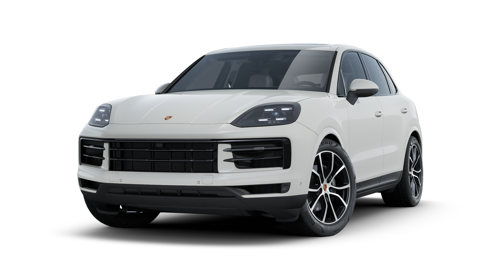 Exterior view of Cayenne showing the front and left side of the car