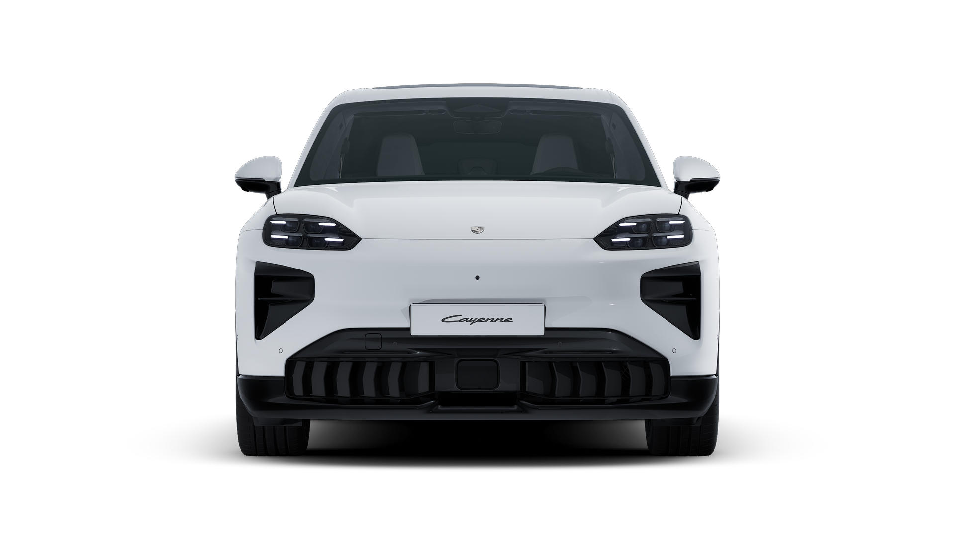 Exterior view of Cayenne Turbo Electric showing the front of the car