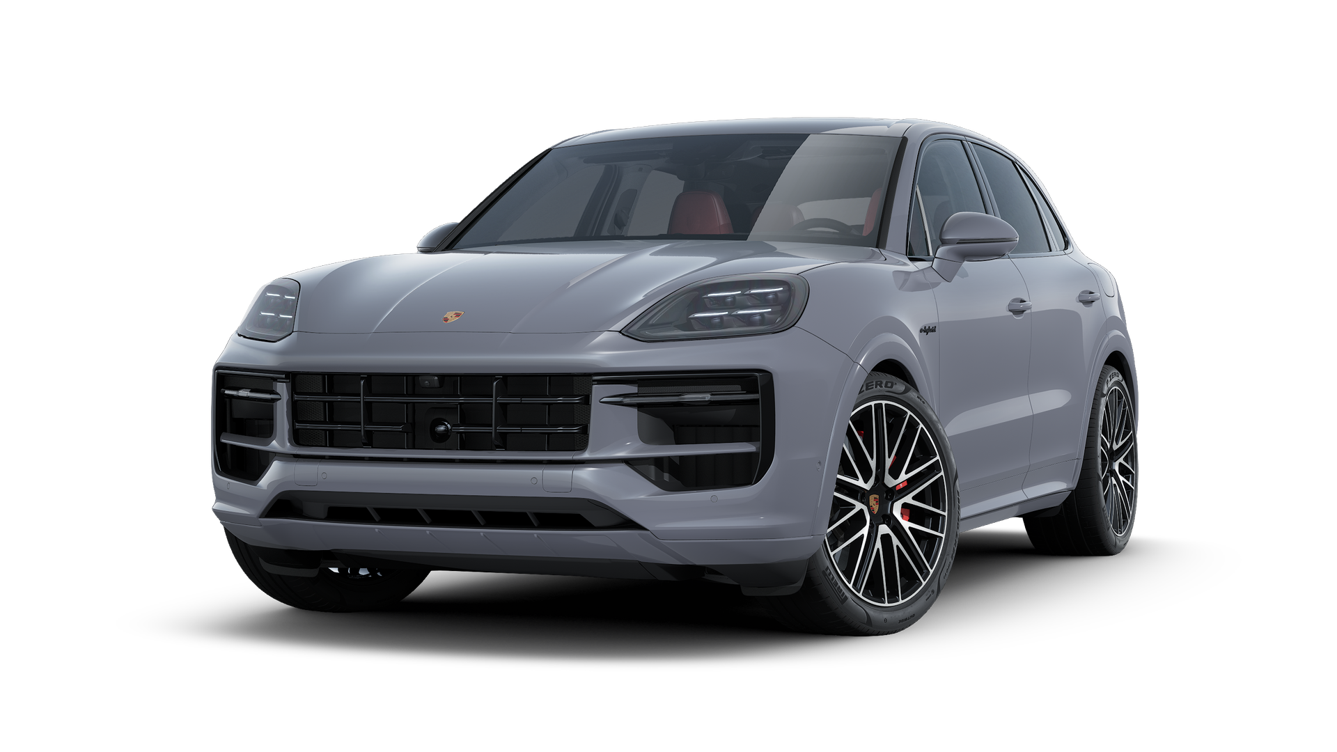 Išorinis Cayenne S E-Hybrid Black Edition vaizdas, kuriame matomas automobilio priekis ir kairysis šonas
