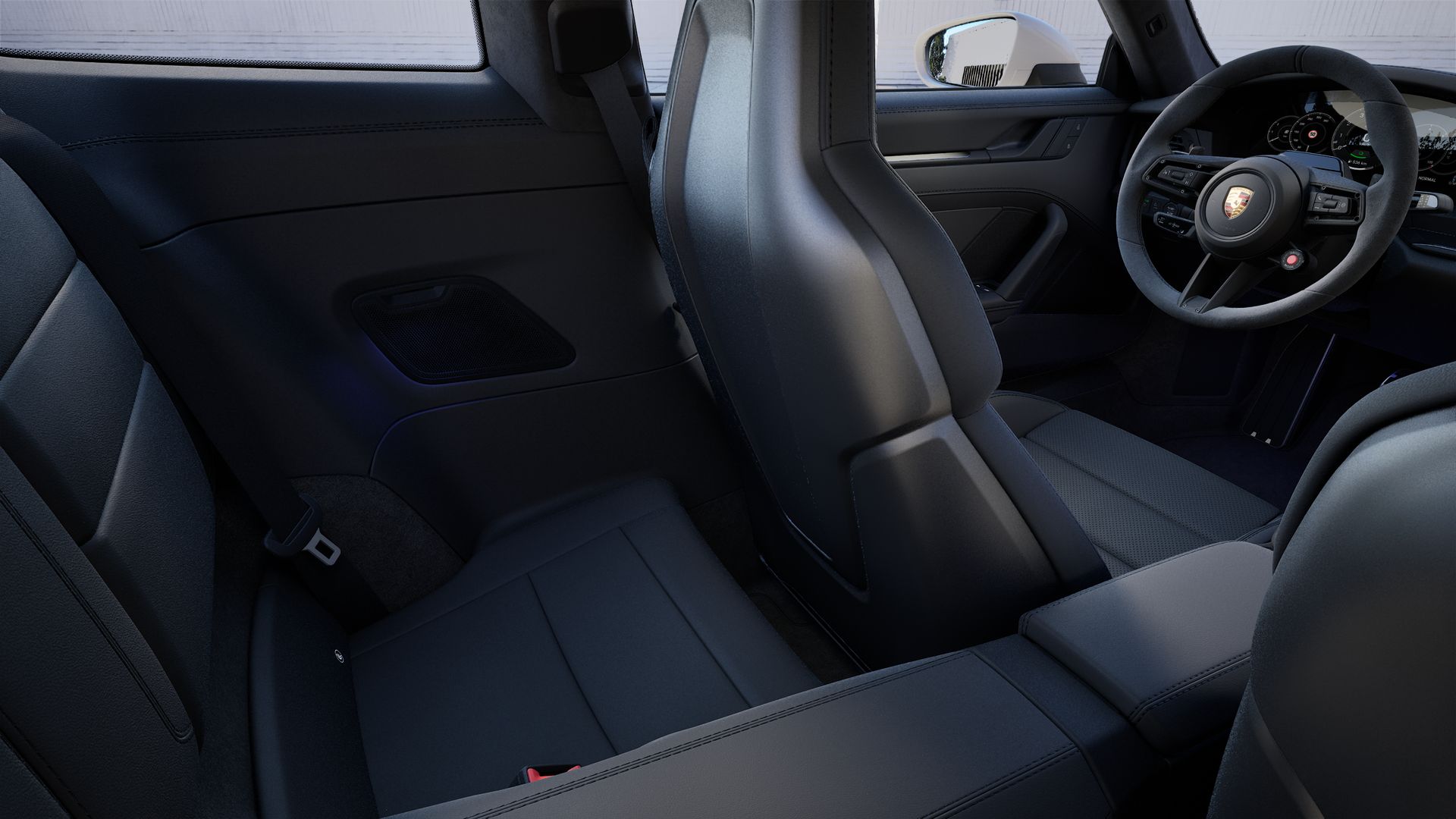 Vue de l'intérieur montrant les sièges arrière de 911 Carrera GTS