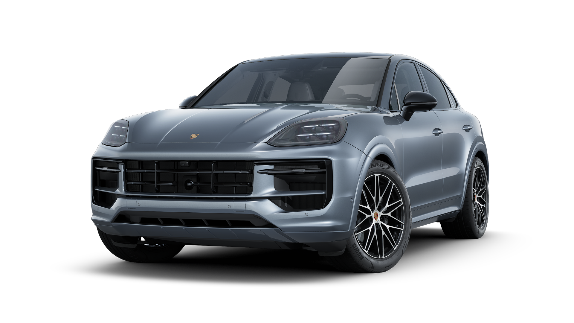 Außenansicht von Cayenne Coupé Black Edition mit der Vorderseite und der linken Seite des Fahrzeugs