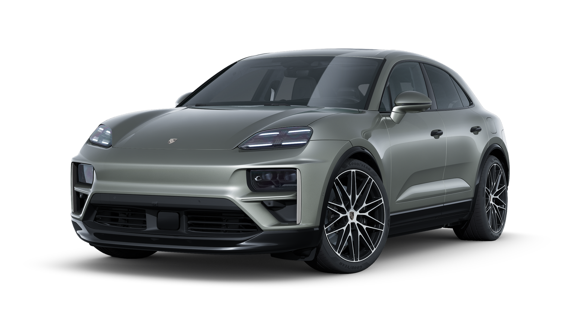 Vue extérieure de Macan Turbo montrant l'avant et le côté gauche de la voiture