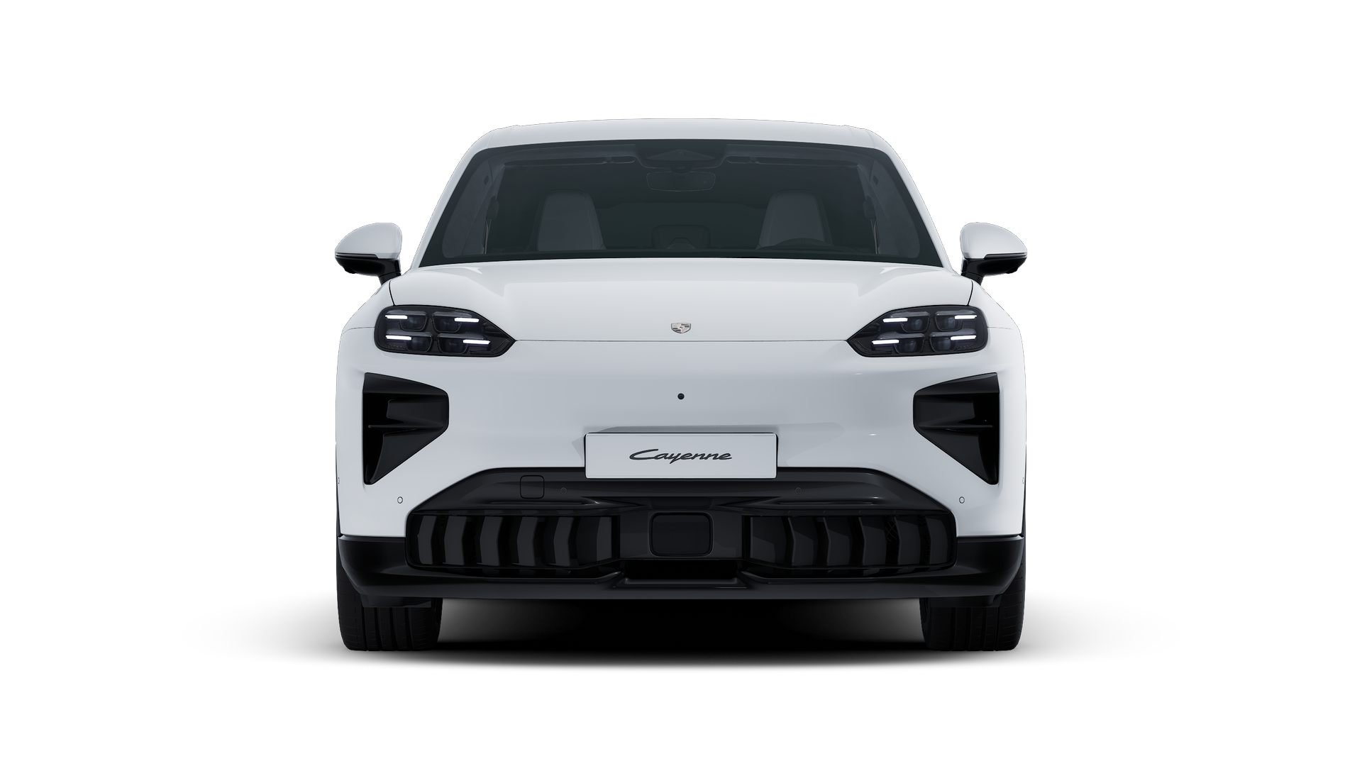 Cayenne Turbo Electric ārējais skats, kurā redzama automašīnas priekšpuse.