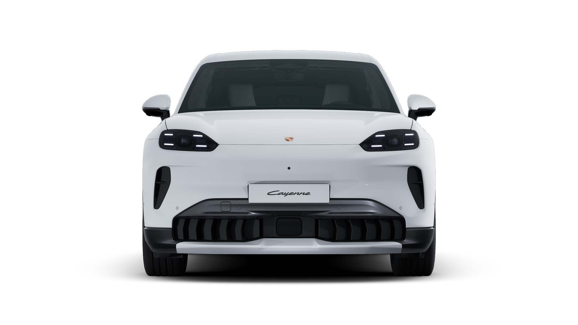 Vue extérieure de Cayenne S Electric montrant l'avant de la voiture