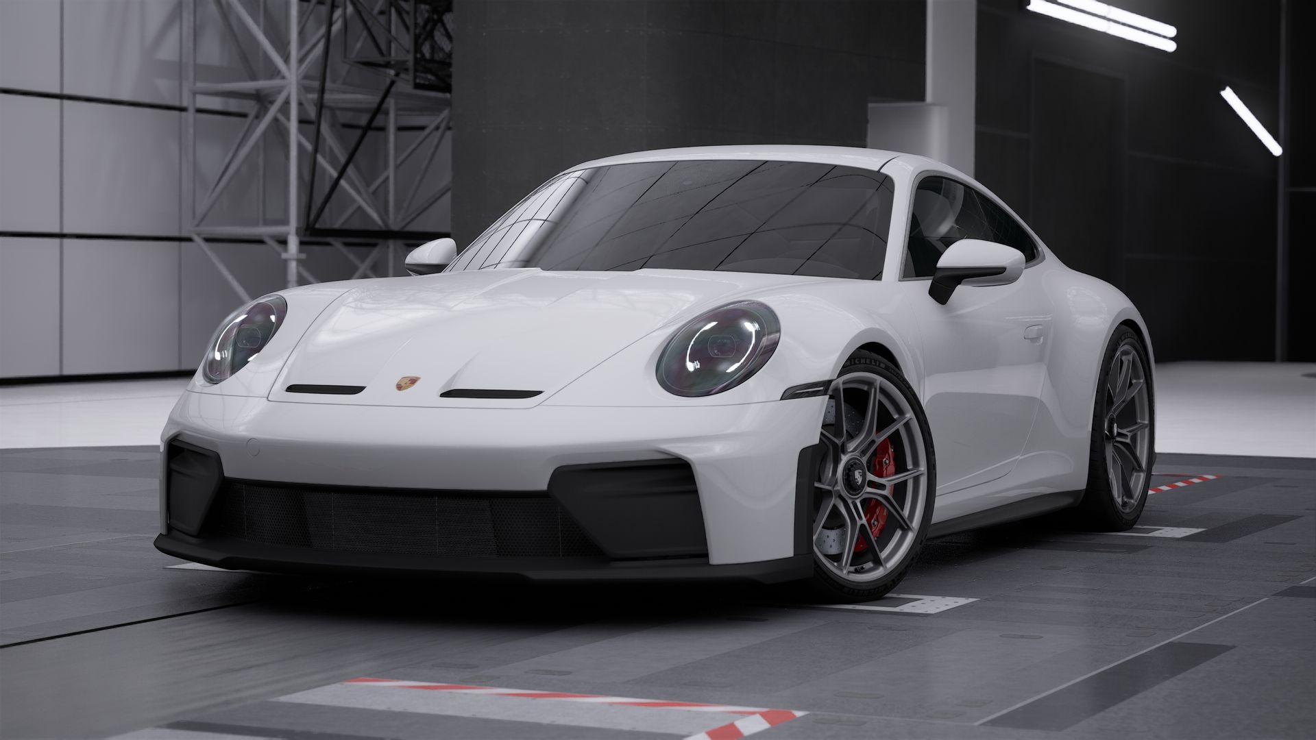 Exterior view of 911 GT3 with Touring Package showing the front and left side of the car