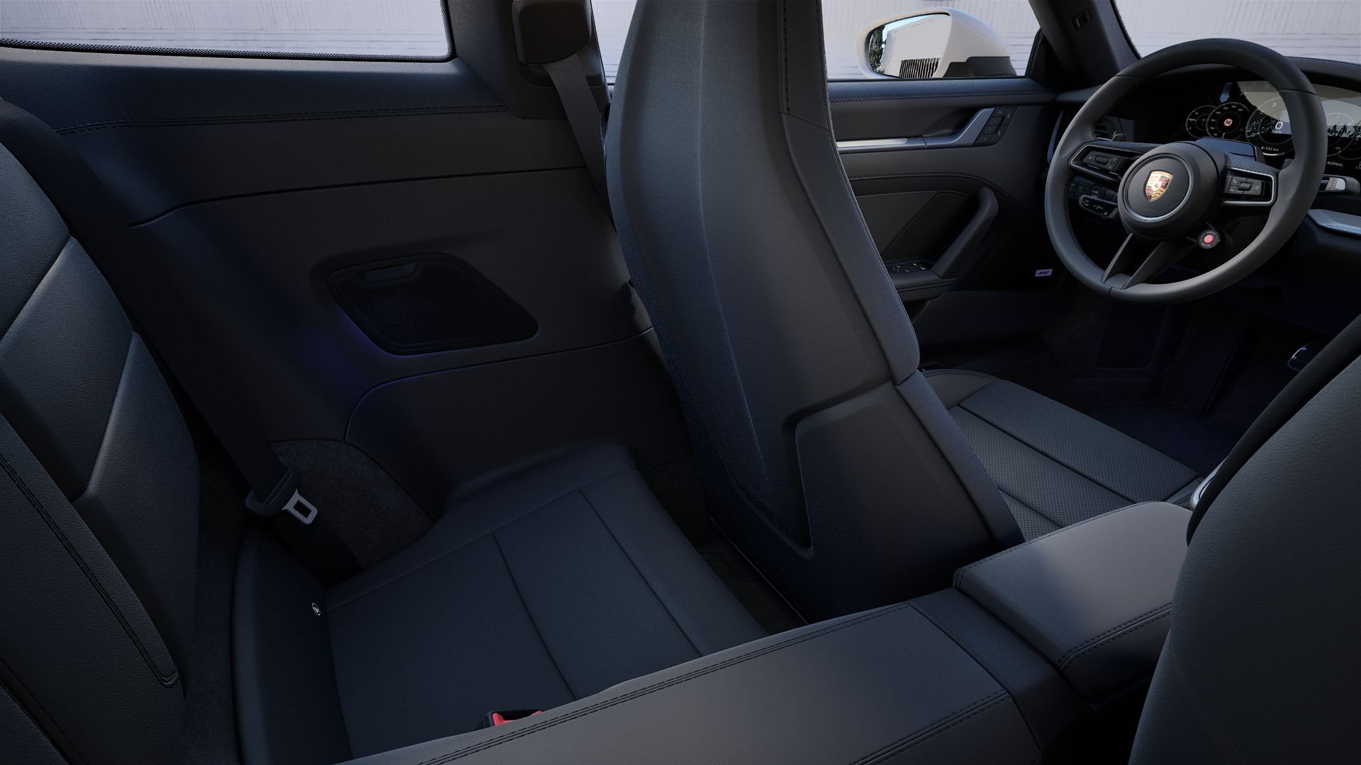Vista interior de los asientos traseros del 911 Carrera S