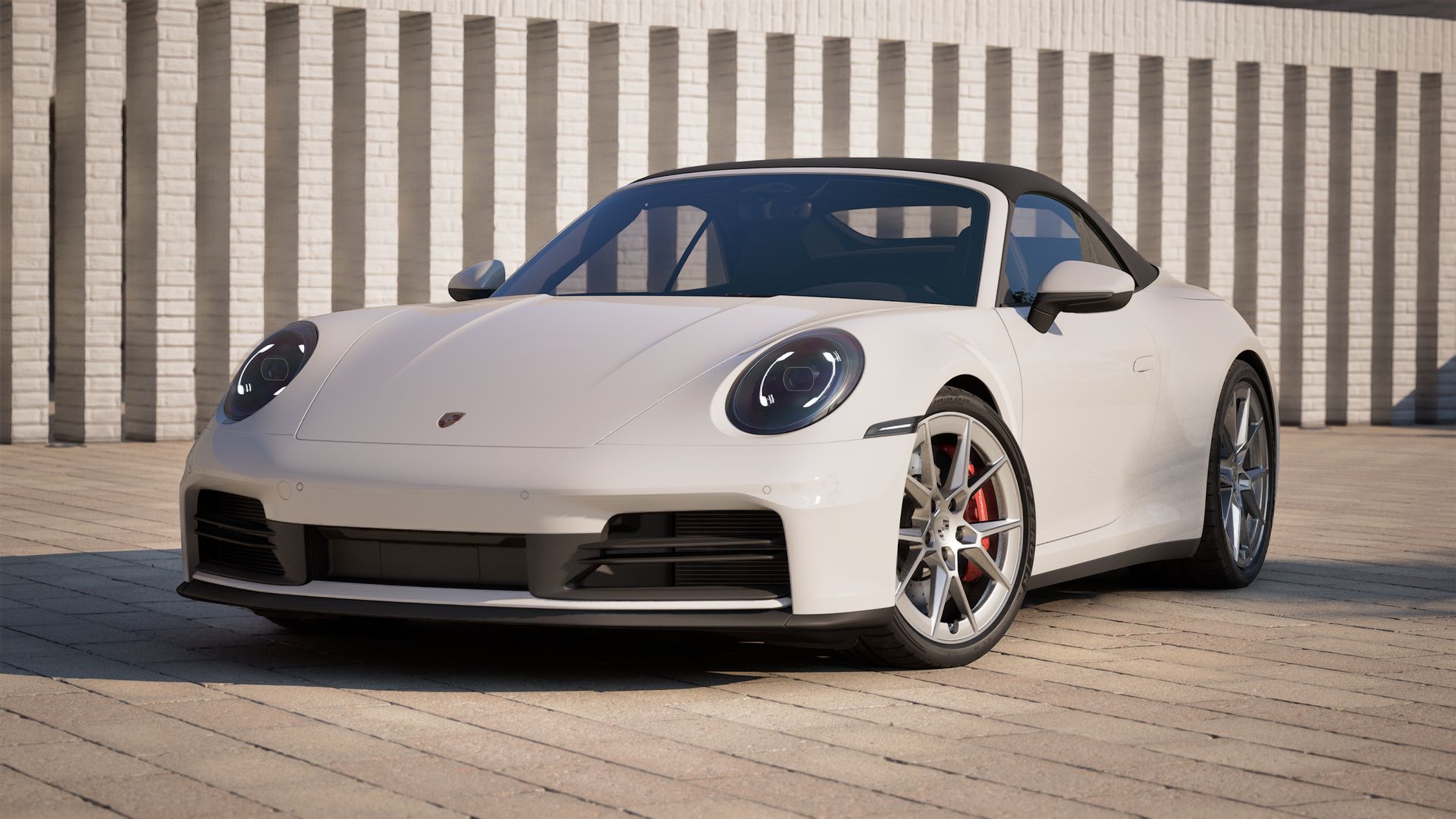 Buitenaanzicht van 911 Carrera S Cabriolet met de voorkant en linkerkant van de auto