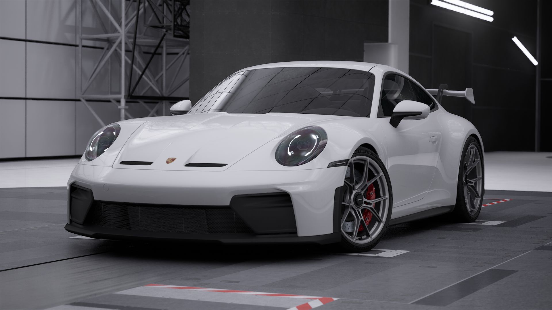 Utvendig visning av 911 GT3 som viser fronten og venstre side av bilen