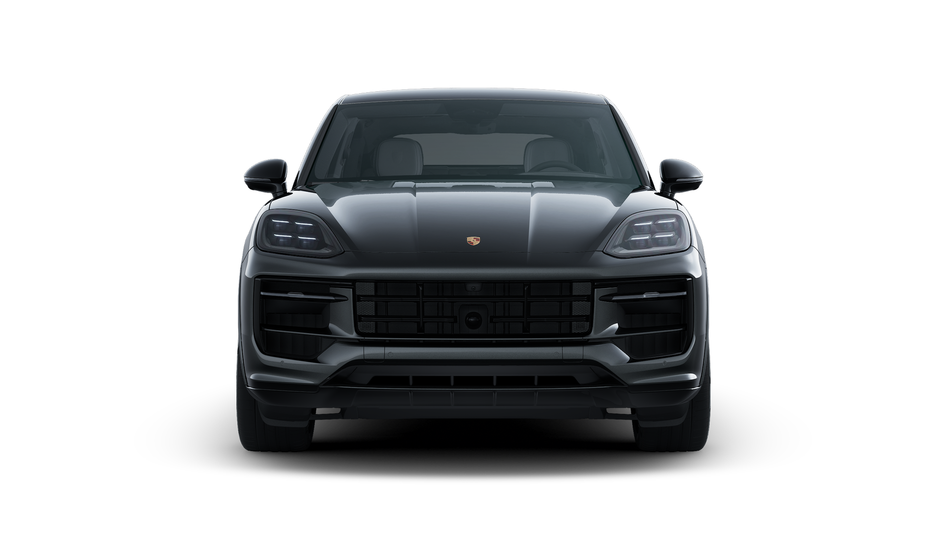 Utvendig visning av Cayenne S E-Hybrid Coupé Black Edition som viser fronten av bilen