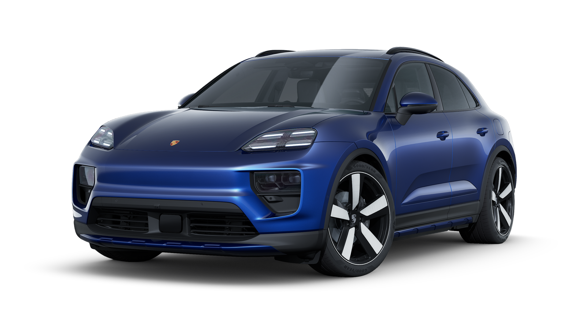 Utvendig visning av Macan 4 som viser fronten og venstre side av bilen