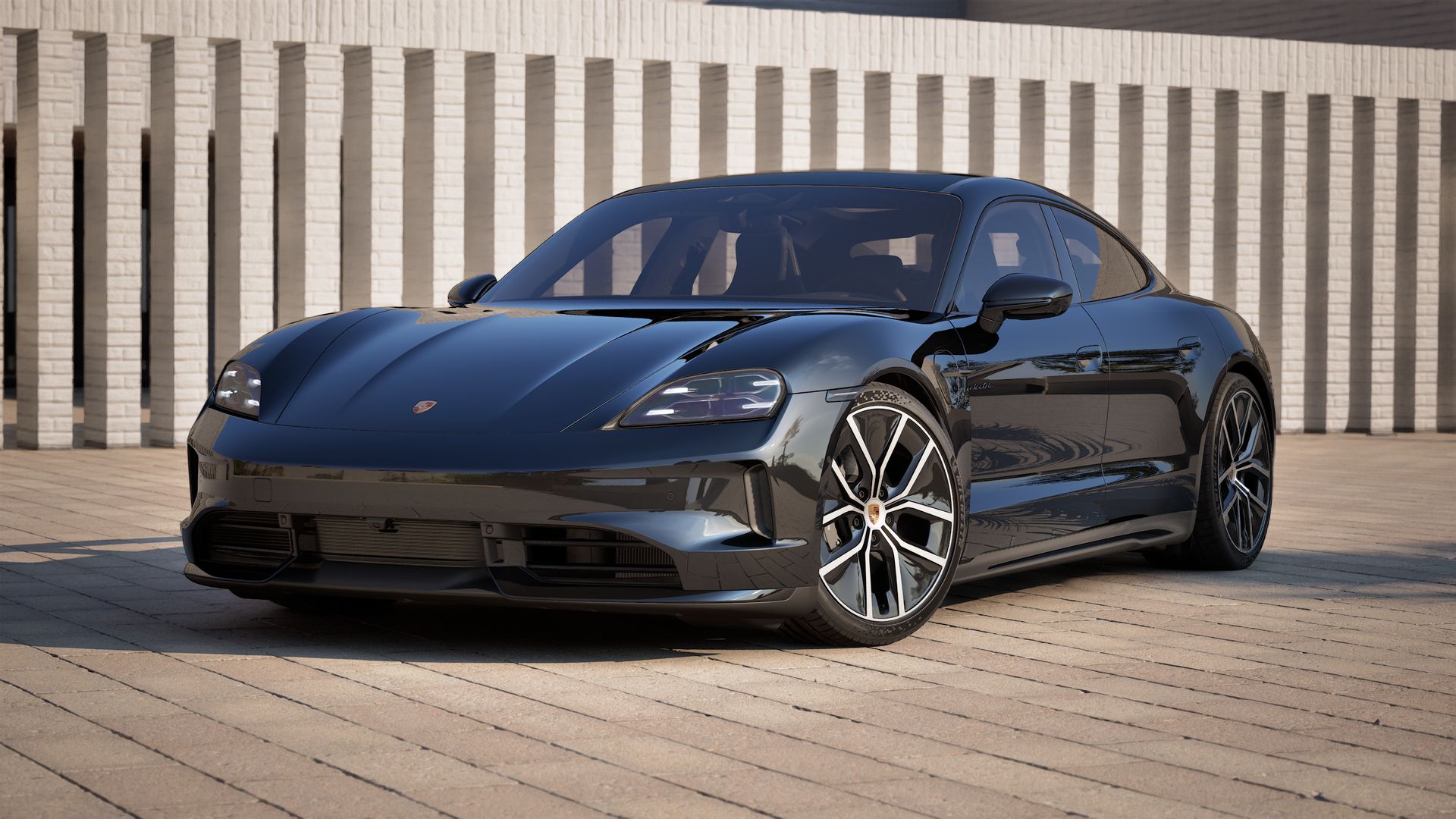 Exterior view of Taycan 4 Black Edition showing the front and left side of the car