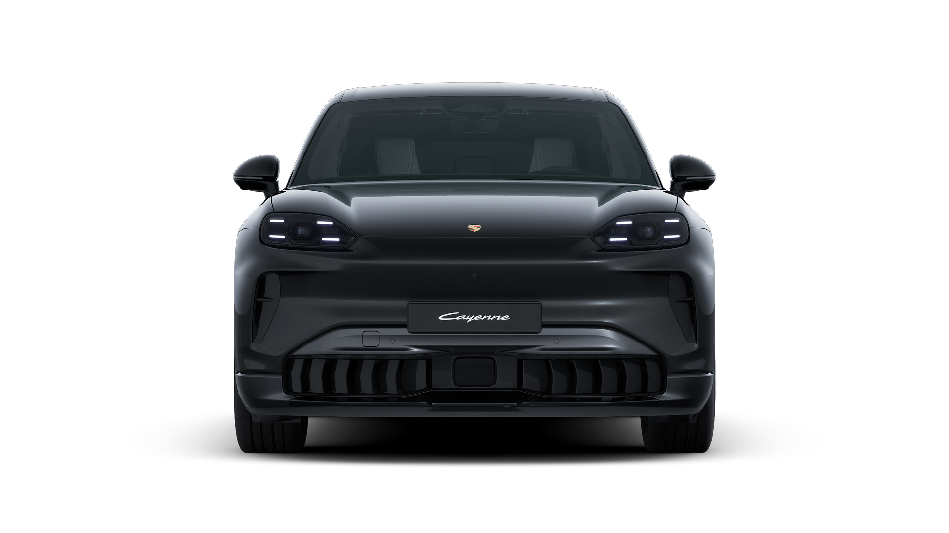 Widok zewnętrzny Cayenne S Electric przedstawiający przód samochodu