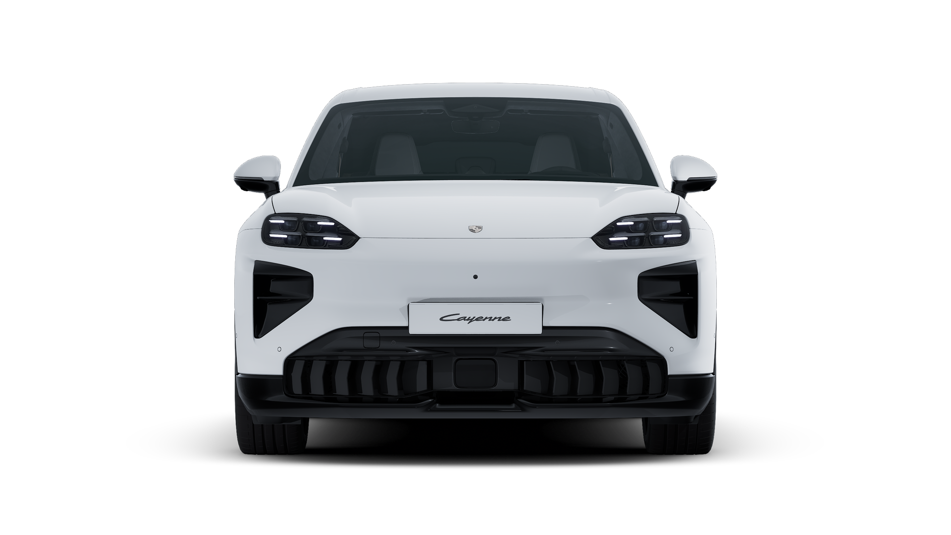Widok zewnętrzny Cayenne Turbo Electric przedstawiający przód samochodu