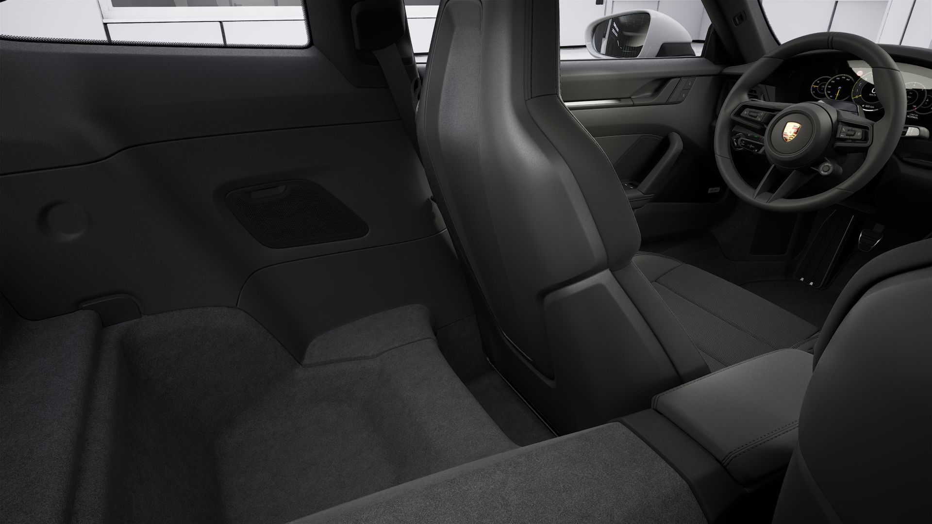 Vista interior de los asientos traseros del 911 GT3 with Touring Package