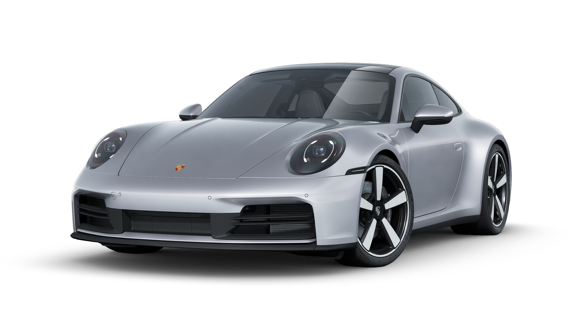 Vedere exterioară a 911 Carrera care prezintă partea din față și partea stângă a mașinii
