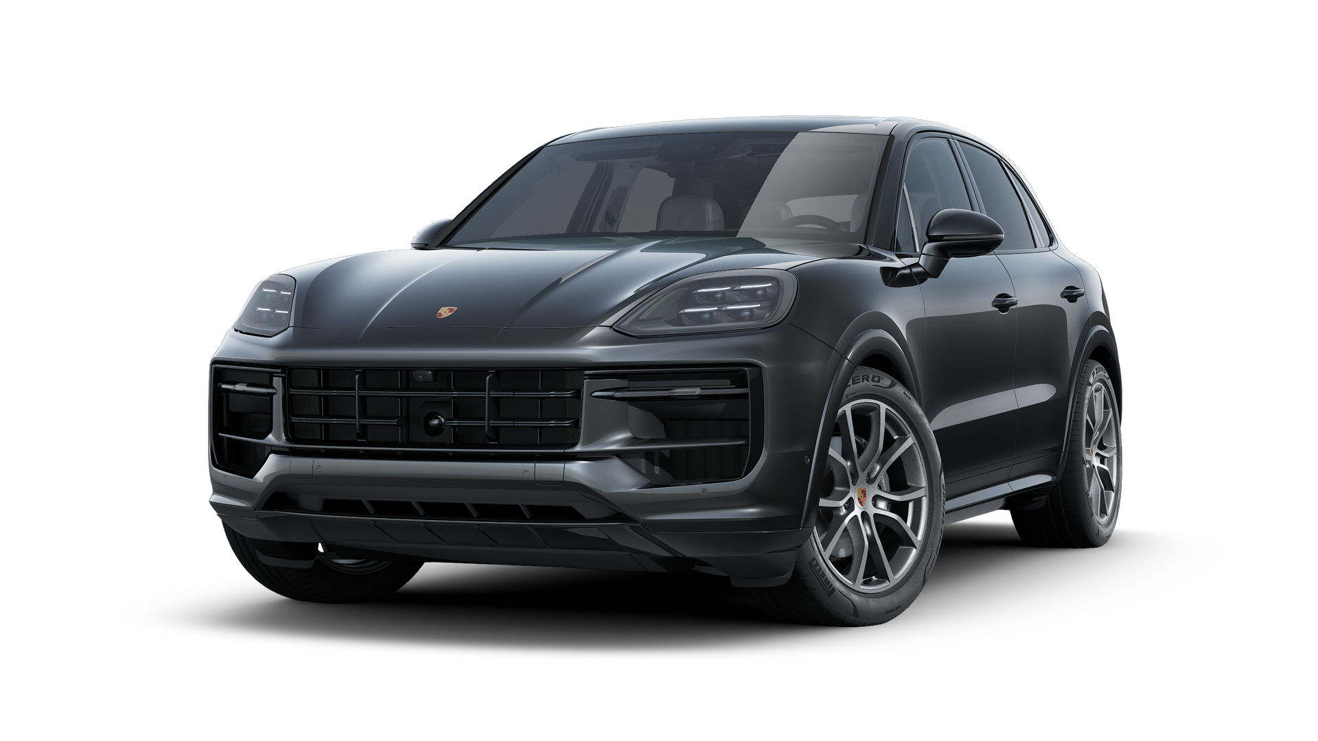 Spoljašnji izgled Cayenne Black Edition koji prikazuje prednju i levu stranu automobila

