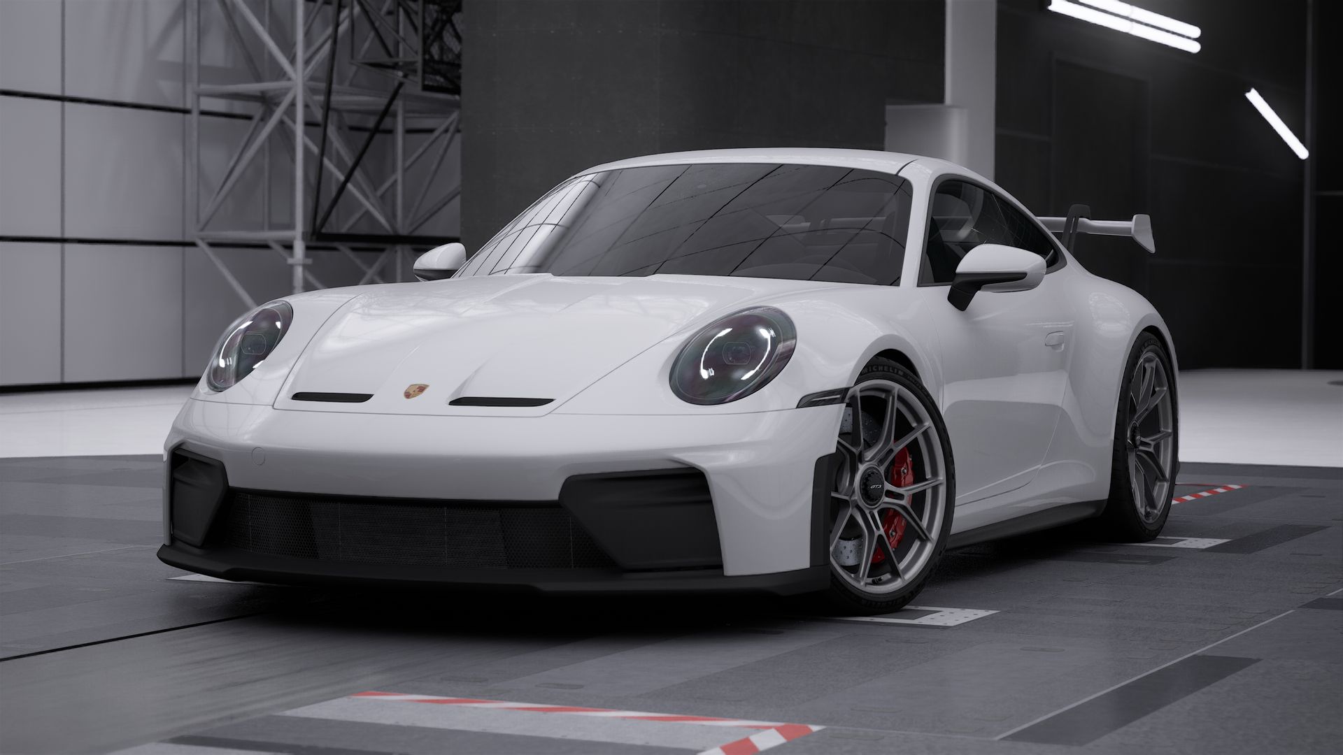 Exterior view of 911 GT3 showing the front and left side of the car