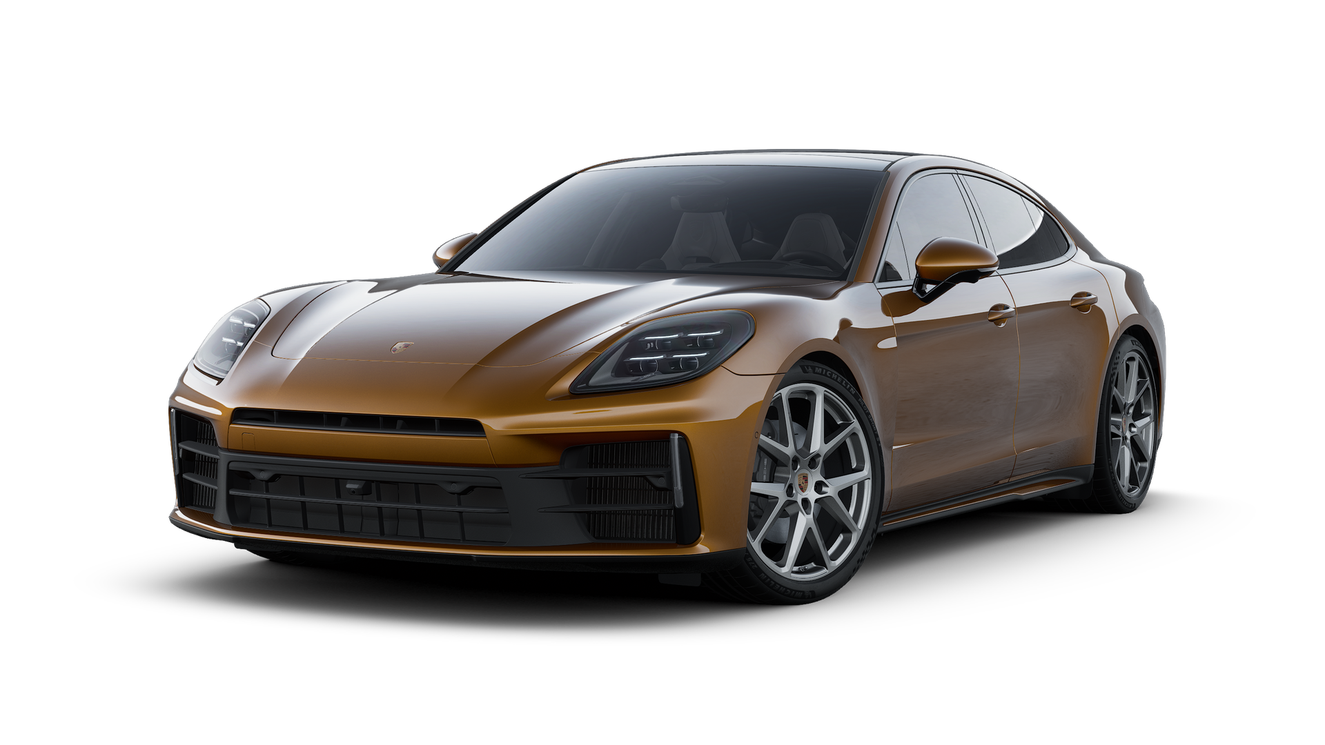 Exterior view of Panamera showing the front and left side of the car