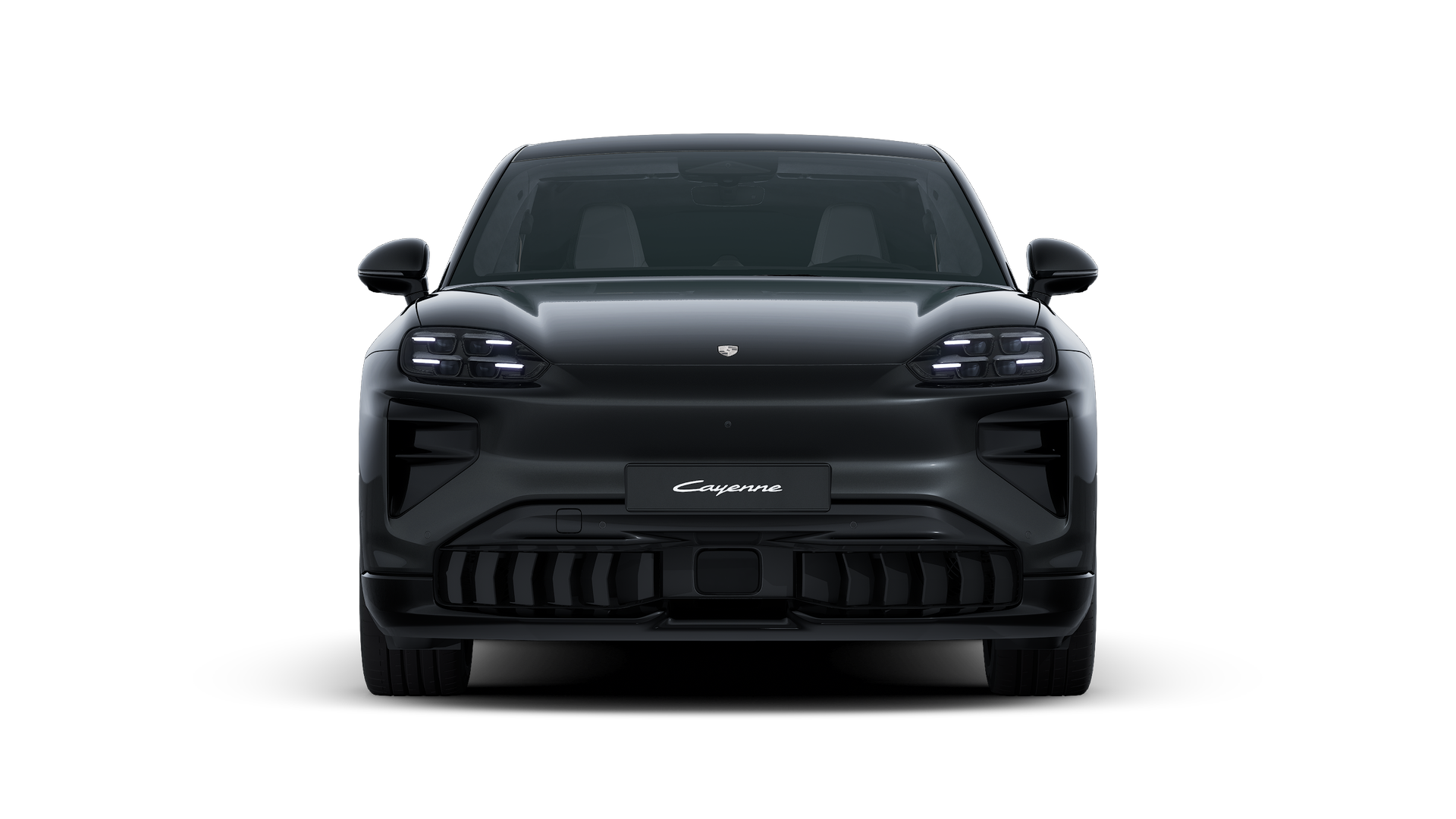 Zunanji pogled na Cayenne Turbo Coupé Electric , ki prikazuje sprednji del vozila